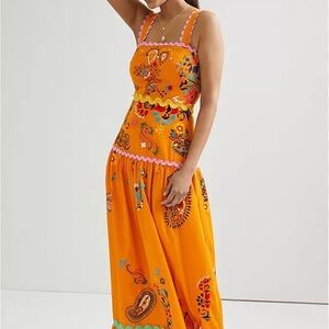 Maeve Sunset Embroidered Midi Dress